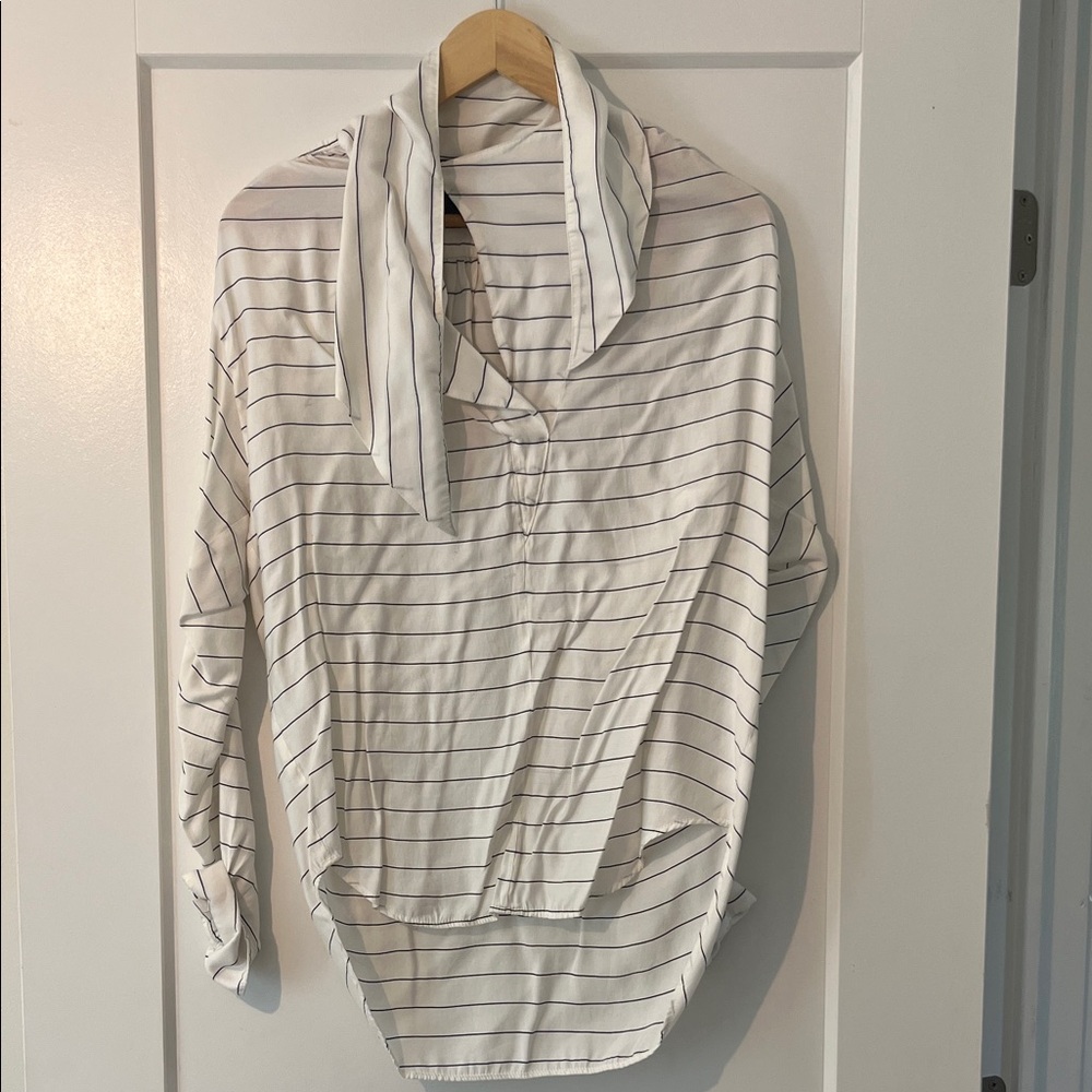 Smythe White and Black Striped Button Down Shirt with tie colour